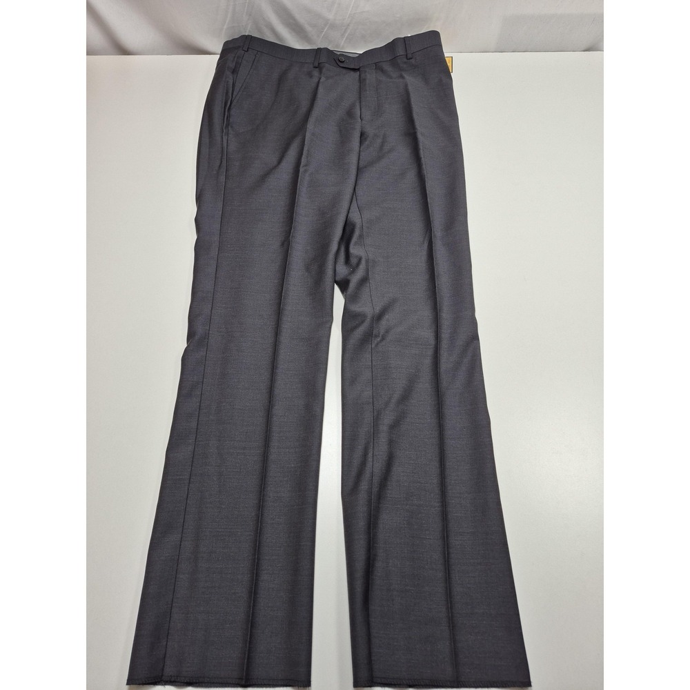 Galante Dress Pants Mens 42x36 Gray Wool Flat Front Classic Unhemmed Italy NWT